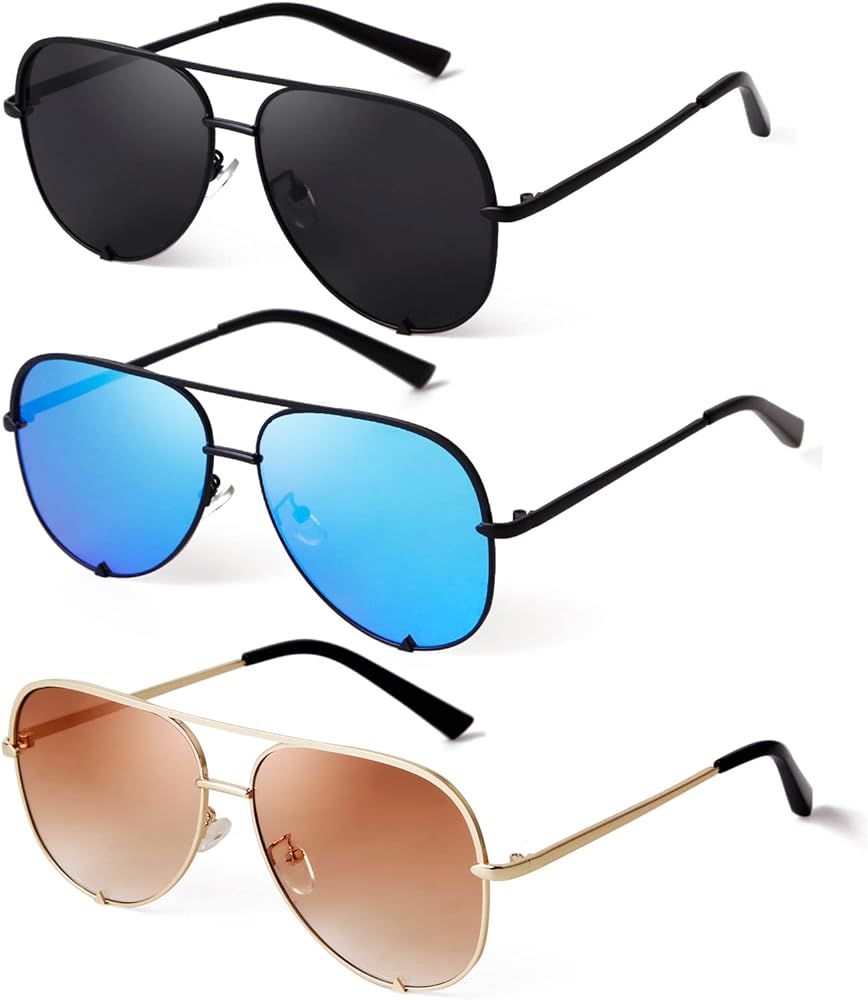 SORVINO Oversized Aviator Sunglasses for Women Men Trendy Retro Bulk Shade Black Faded Sun Glasses C | Amazon (US)