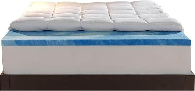 Sleep Innovations Dual Layer 4 Inch Memory Foam Mattress Topper, King Size, Medium Support, 2 Inc... | Amazon (US)