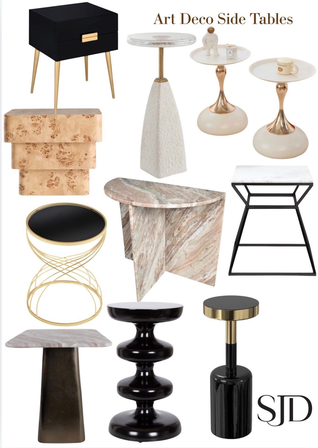 Art Deco Accent Tables
Glossy black finishes, brass, marble, fluted details, and all the sculptural little tables that make a room feel elevated, glamorous, and collected. #artdecostyle #accenttable #sidetable #homedecor 

#LTKHome