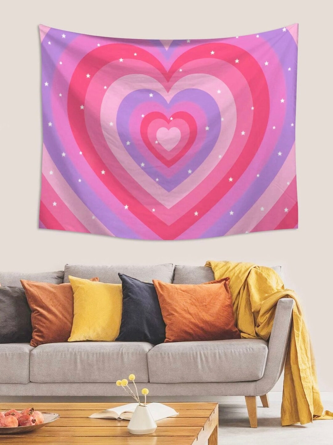 LARGE Heart Print Tapestry Pink Tapestry Girls Tapestry Bedroom Tapestry Cute Tapestry Girly Hear... | Etsy (US)