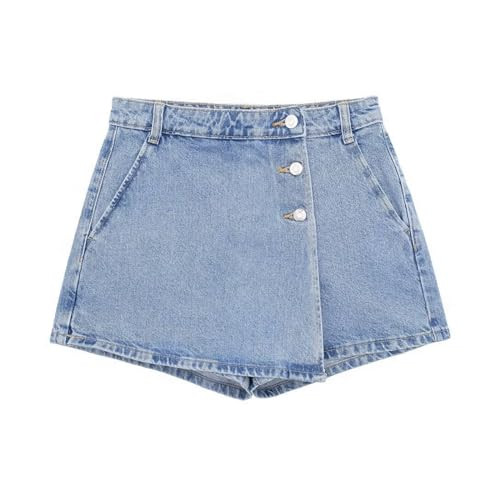Denim Skort for Women Casual Jean Skirt Country Concert Outfits Buttom Cargo Wrap Skirt with Pockets 2024 (Blue1,L,Large) | Amazon (US)