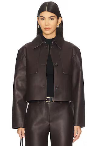 Theory Crop Leather Trench in Cacao from Revolve.com | Revolve Clothing (Global)