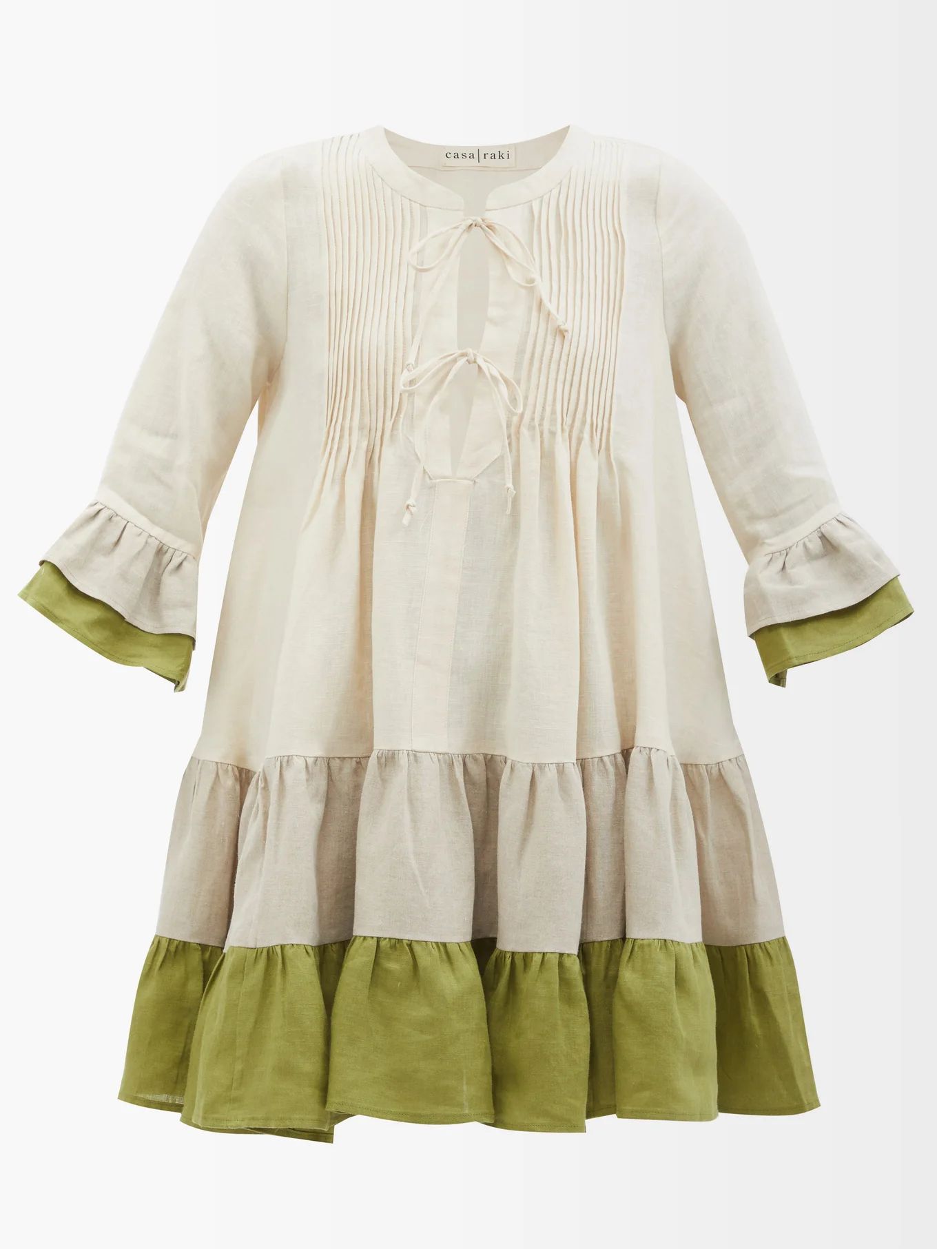 Nina organic-linen tiered mini dress | Casa Raki | Matches (UK)