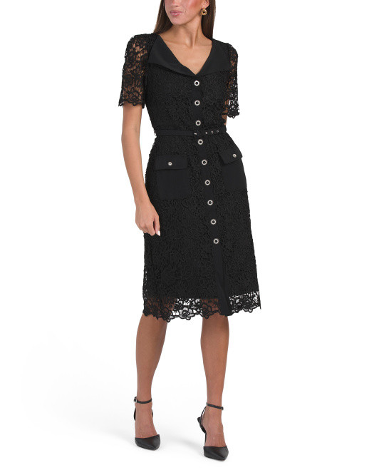 Embroidered Lace Midi Dress | TJ Maxx
