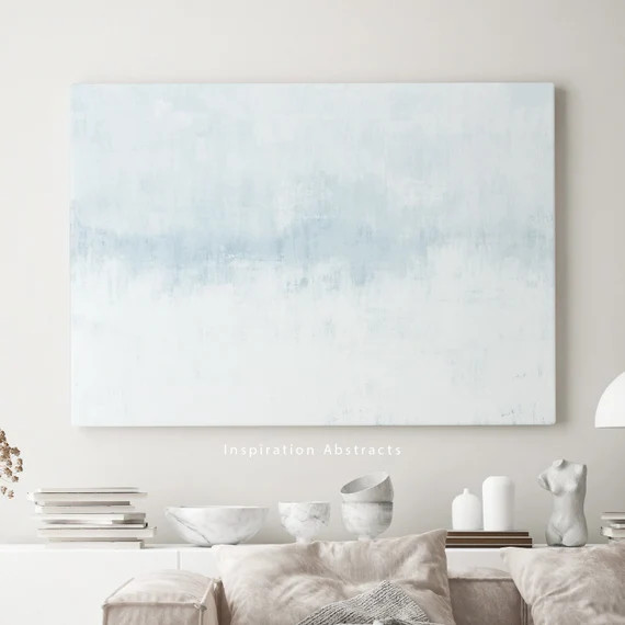 Pale Blue Wall Art Minimal Canvas Art Zen Wall Art Large | Etsy | Etsy (US)