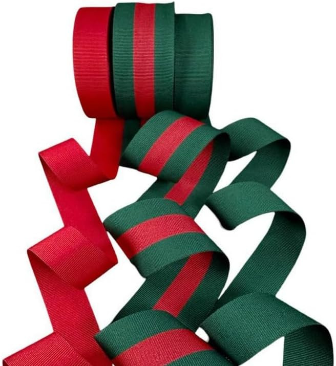 USA | American Made 1-1/2" & 7/8" Christmas Striped Grosgrain Ribbon #5 Combo Pack - 30 Yards - 3... | Amazon (US)