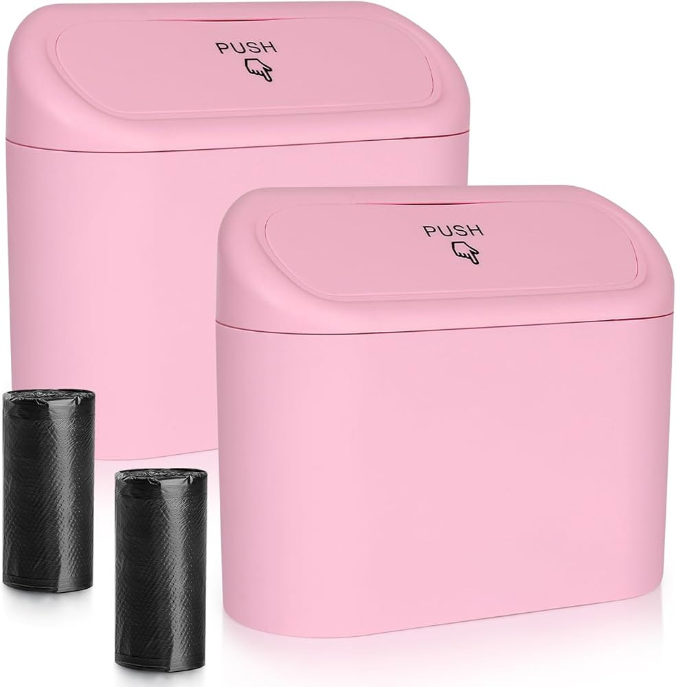 Accmor Car Trash Can with Lid, 2 Pack Pink Mini Vehicle Trash Bin Car Dustbin Garbage Organizer H... | Amazon (US)