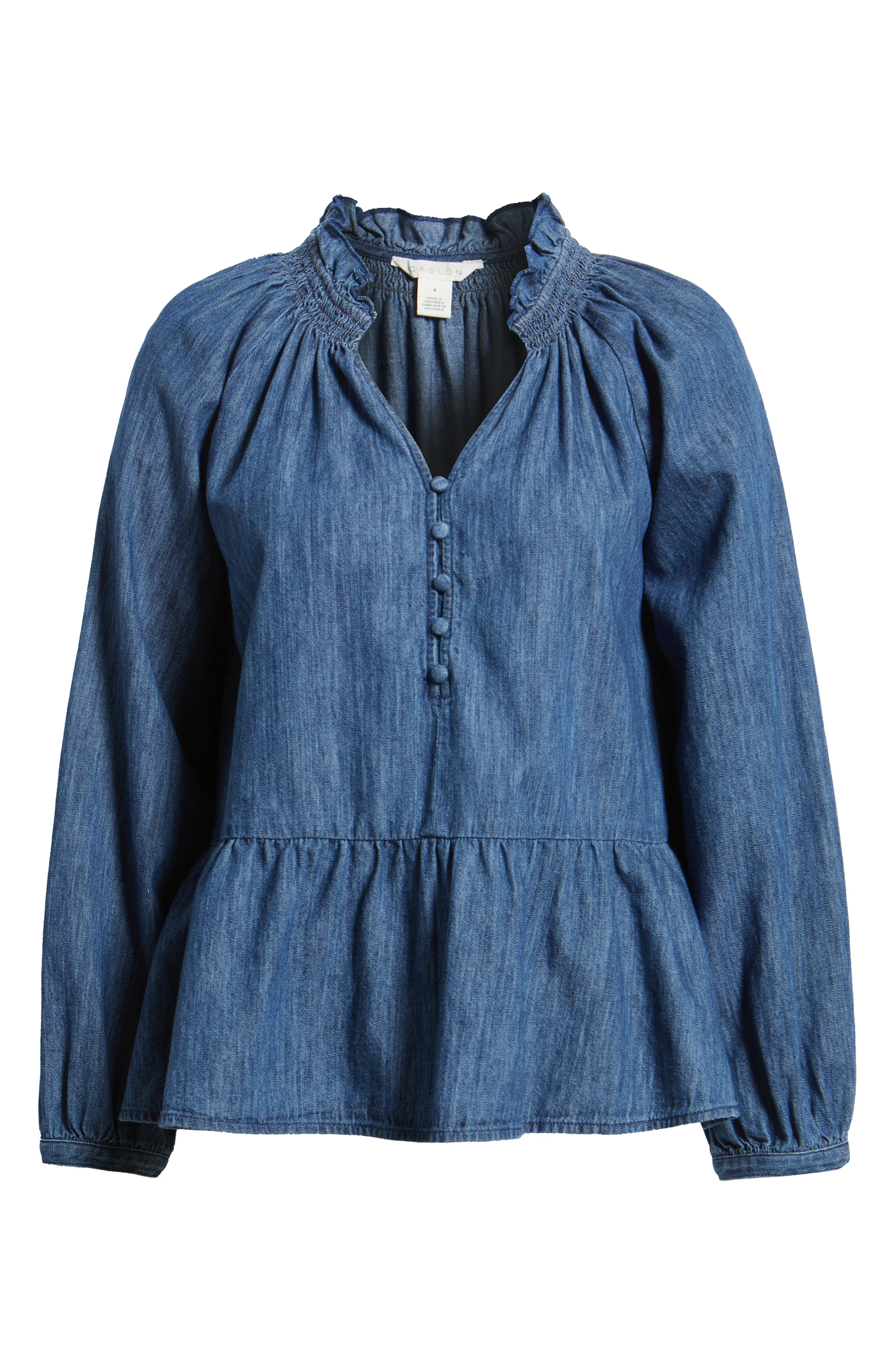 Peplum Cotton Chambray Top | Nordstrom