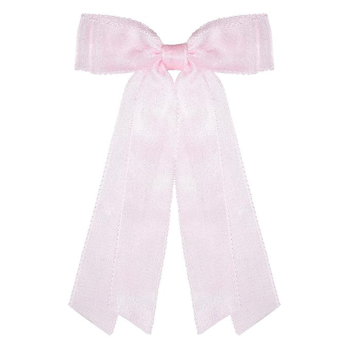 Tulle Hair Bows for Girls Women, Pink Bride Hair Bows Accessories | Pink Girls Hair Bows Barrette... | Amazon (US)
