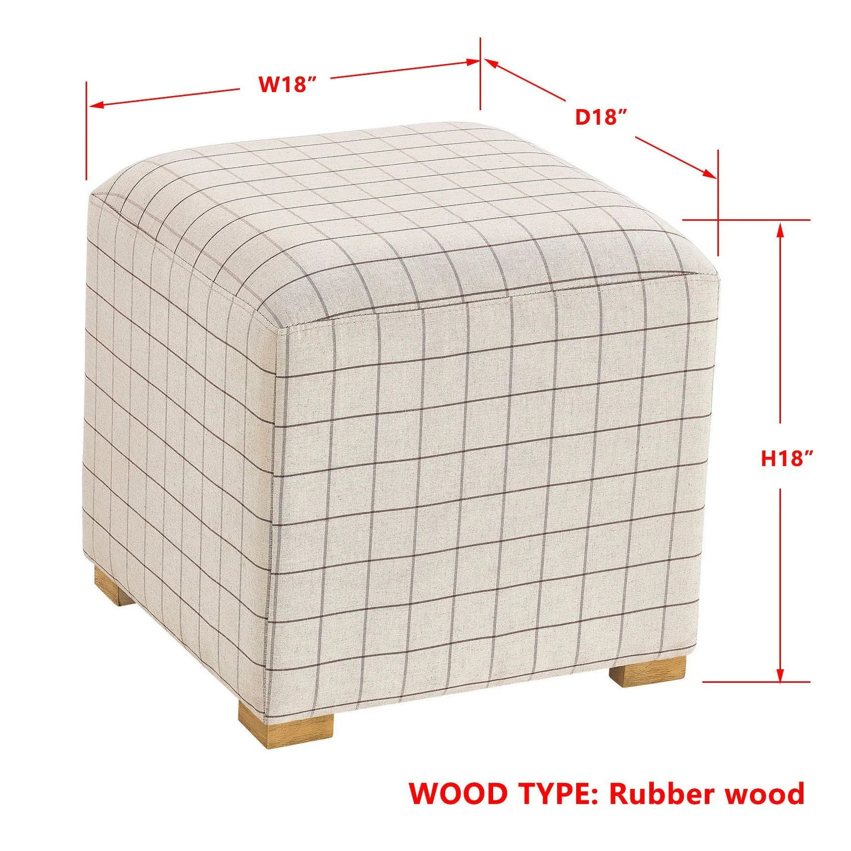 Posh Upholstered Ottoman, Brown Check | Bed Bath & Beyond