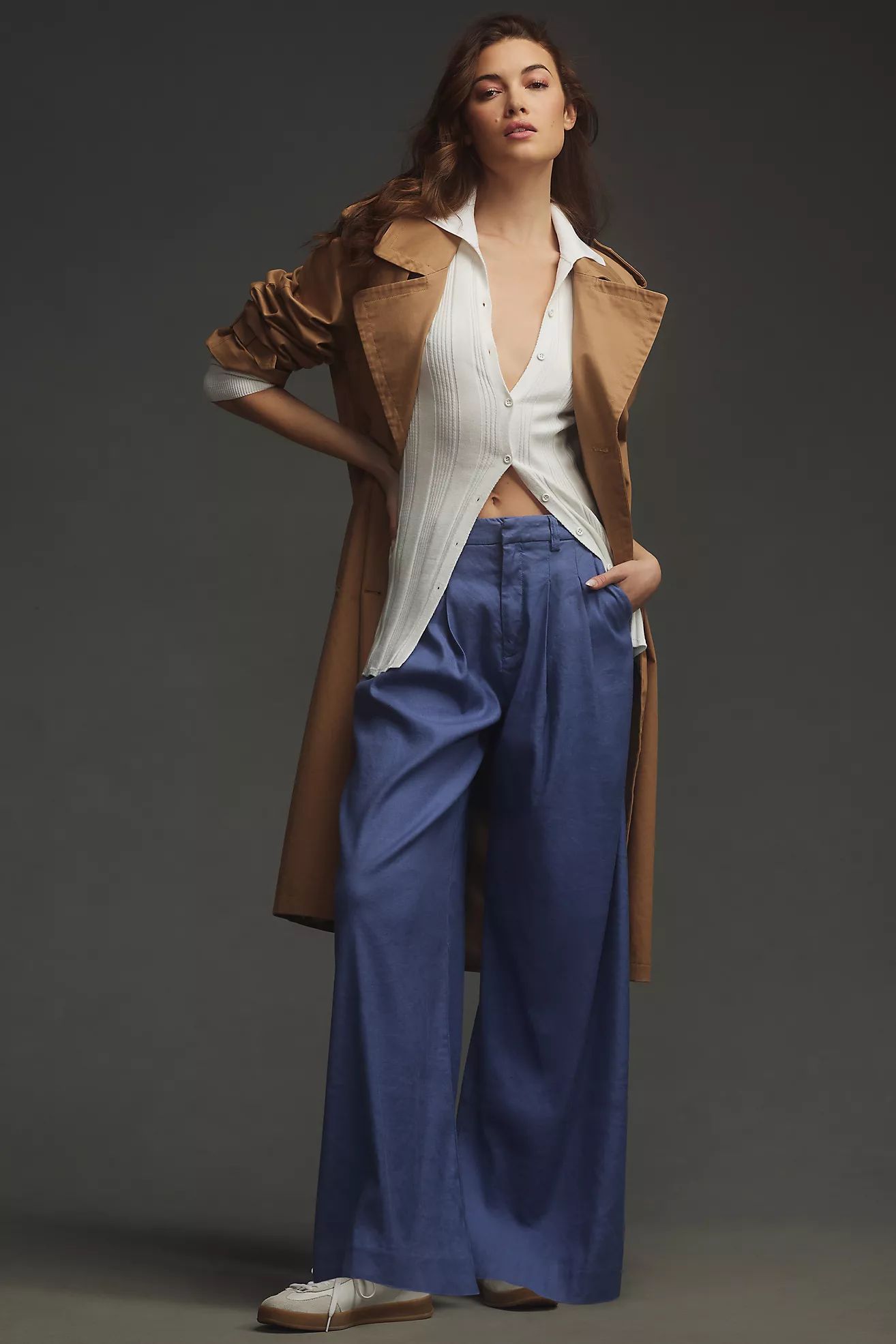 The Avery Pleated Wide-Leg Trousers by Maeve: Linen Edition | Anthropologie (US)