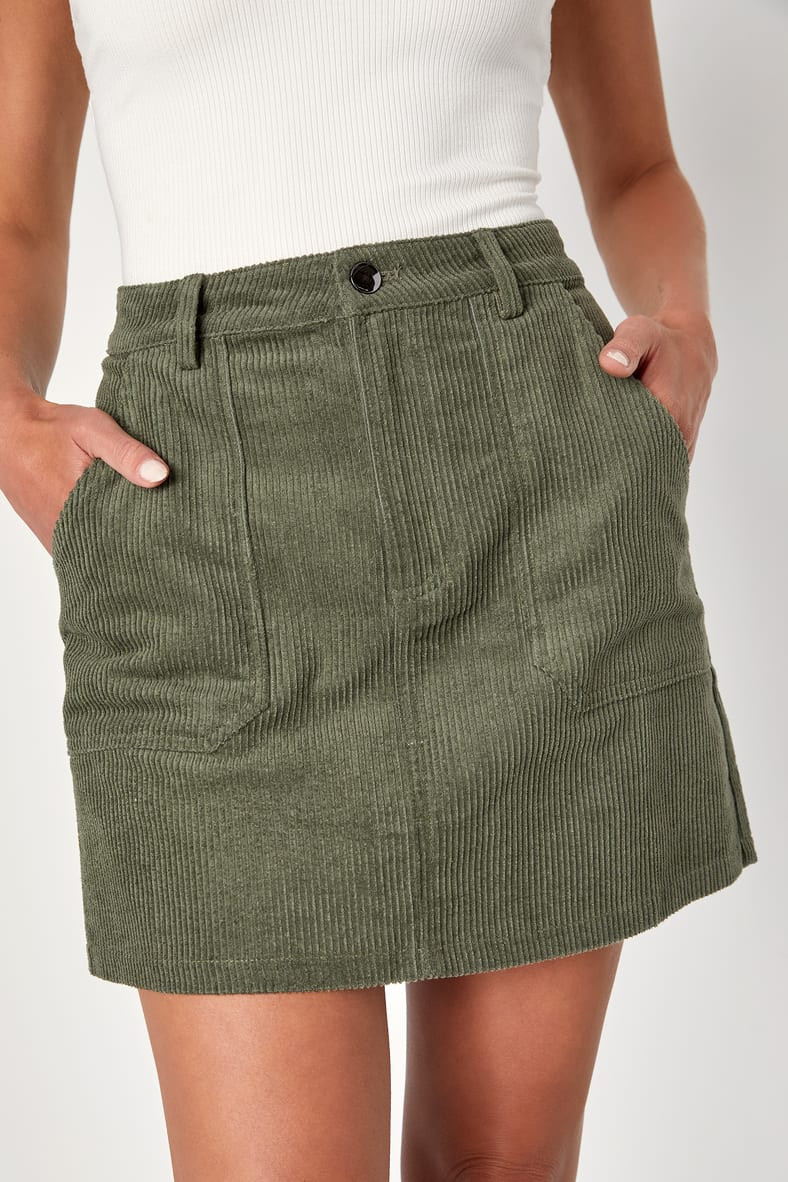 Excellent Charm Olive Green Corduroy Mini Skirt | Lulus (US)