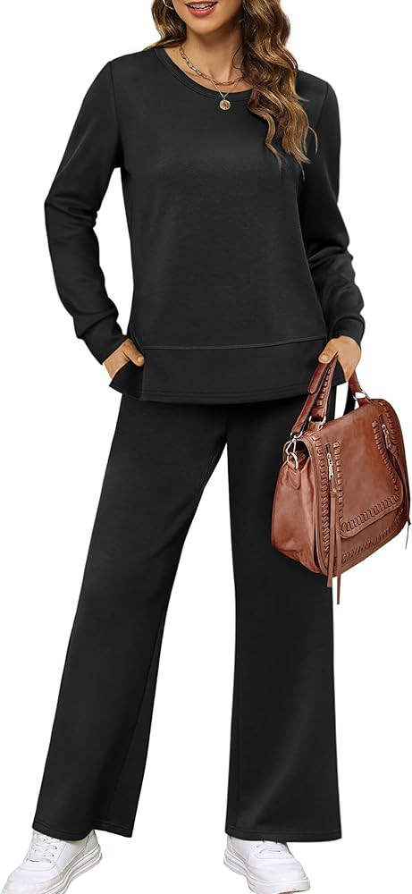 XIEERDUO Women's 2 Piece Lounge Sets Casual Fall Travel Outfits Fashion Wide Leg Tracksuit Cozy S... | Amazon (US)