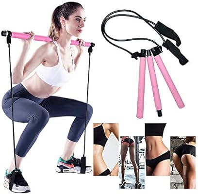 GoMi Portable Pilates Bar Kit with Resistance Band Yoga Pilates Stick, Exercise Toning Bar with F... | Amazon (US)