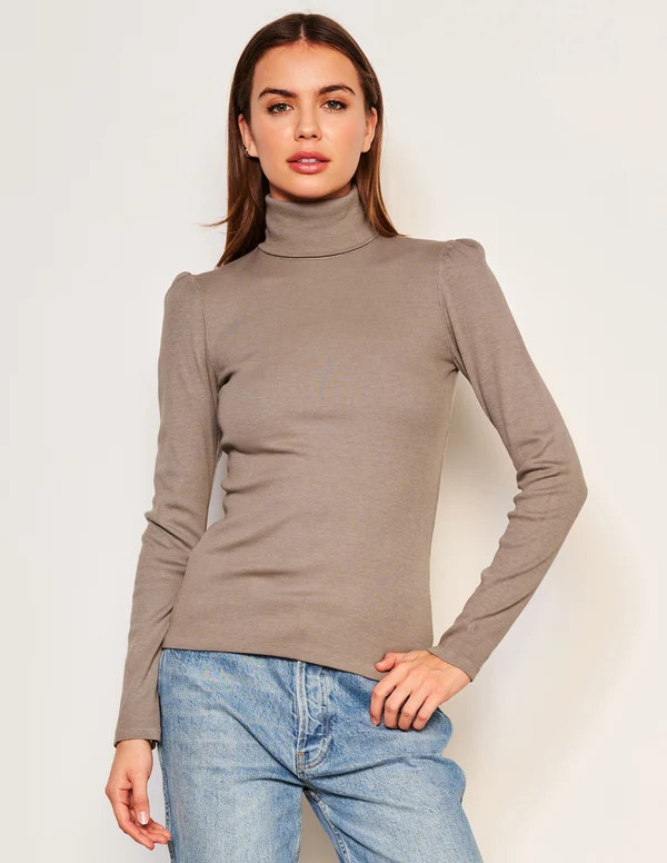 Women's Puff Sleeve Turtle Neck in Taupe | Sundry Clothing