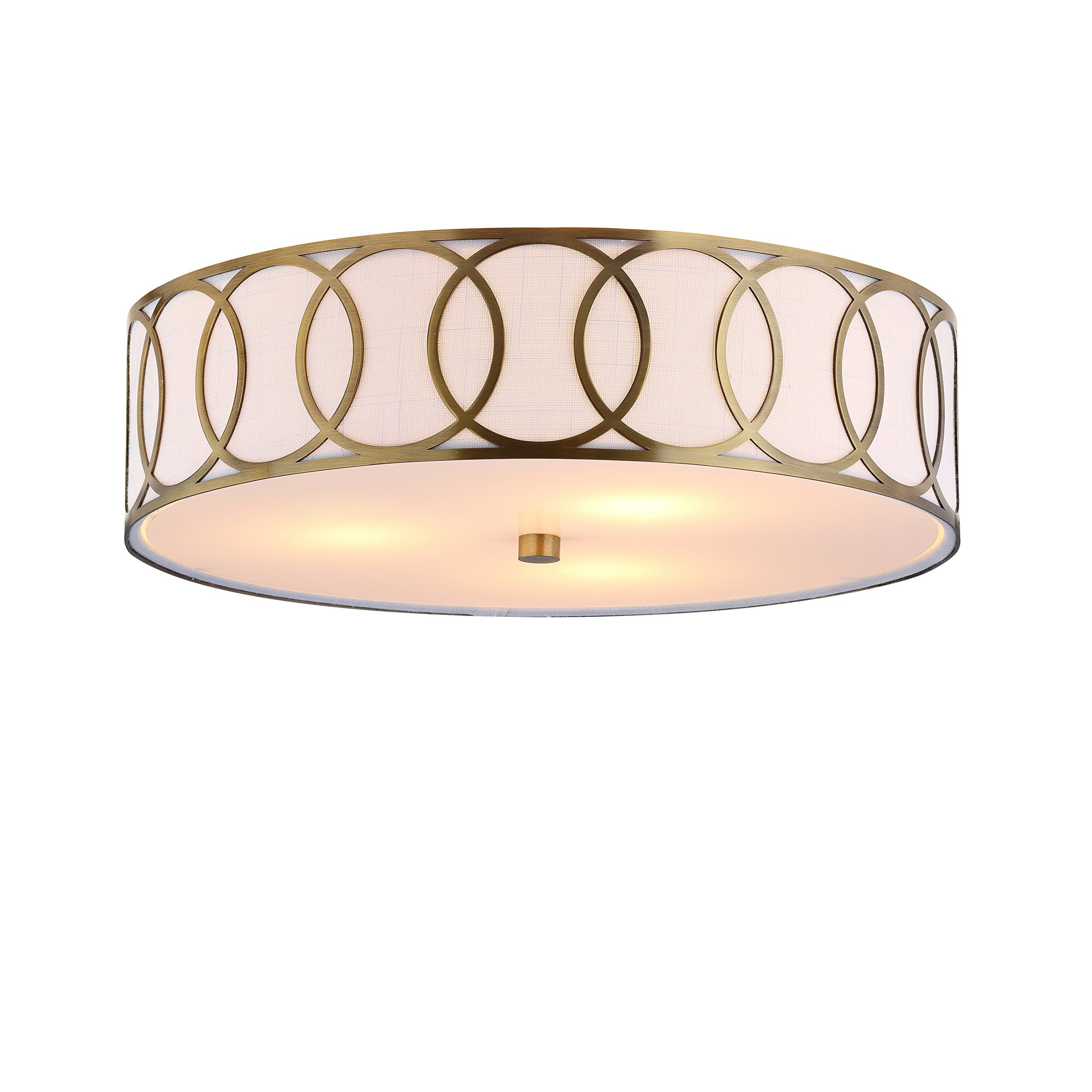 JONATHAN Y JYL3503A Aubrey 3-Light 15.5" Metal LED Flush Mount Contemporary,Transitional Dimmable, 2700K Cozy Warm Light, for Kitchen,Hallway,Bathroom,Stairwell, Brass Gold | Amazon (US)