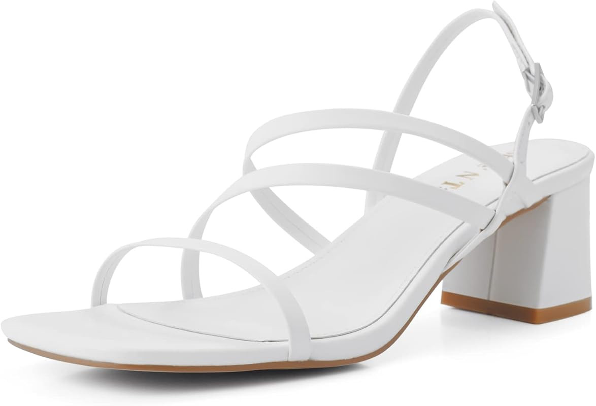 Shoe'N Tale Strappy Heels for Women Low Chunky Block Heel Dress Shoes Square Open Toe Ankle Strap... | Amazon (US)