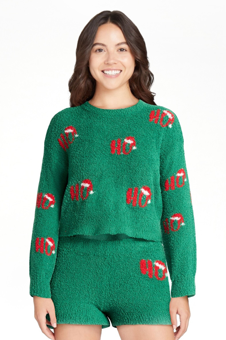 No Boundaries Christmas Plush Sweater and Shorts Set, 2-Piece, Women’s | Walmart (US)