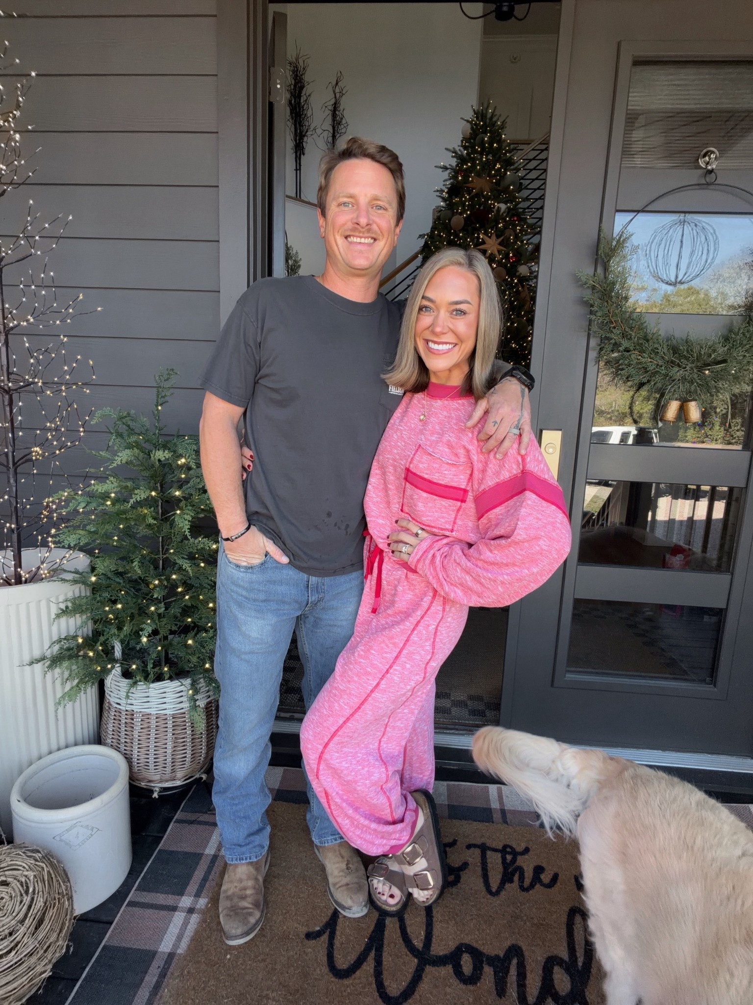 Happy Thanksgiving from the Denlys🦃🤎✨ S in my set, tts sandals! M in Jds tee! 

#LTKGiftGuide #LTKdayinmylife #LTKootd