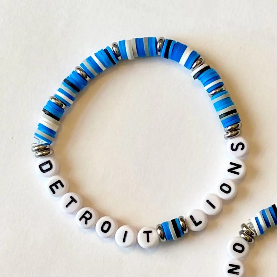 DETROIT LIONS - One PRIDE- Honolulu Blue, White, Black, Silver - Handmade Football Team Jewelery ... | Etsy (US)