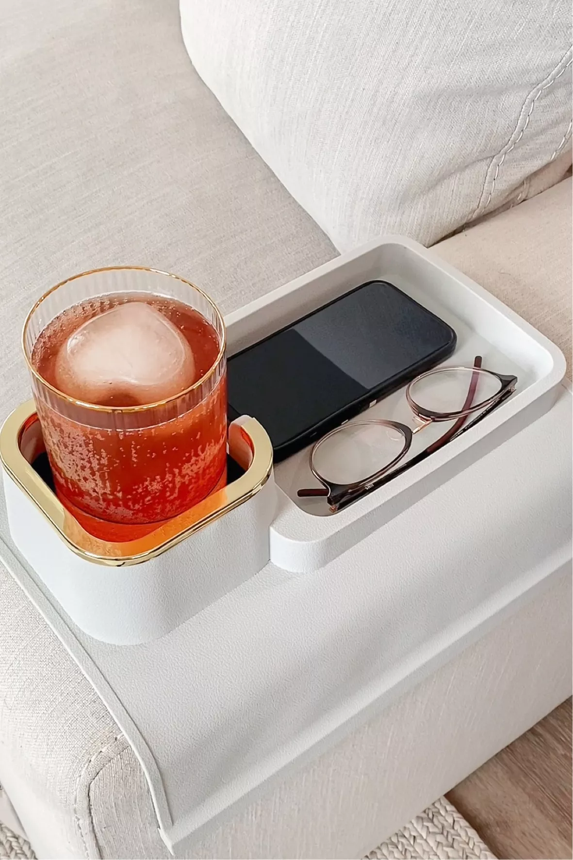 Couch Cup Holder Tray, Elimiko Silicone Anti-Spill and Anti-Slip