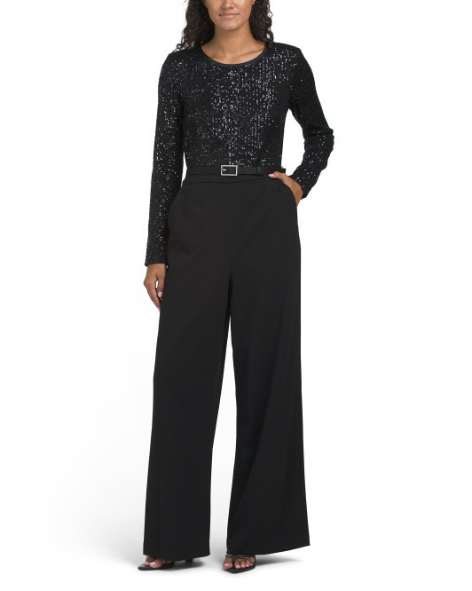 Sequin Belted Jumpsuit | TJ Maxx
