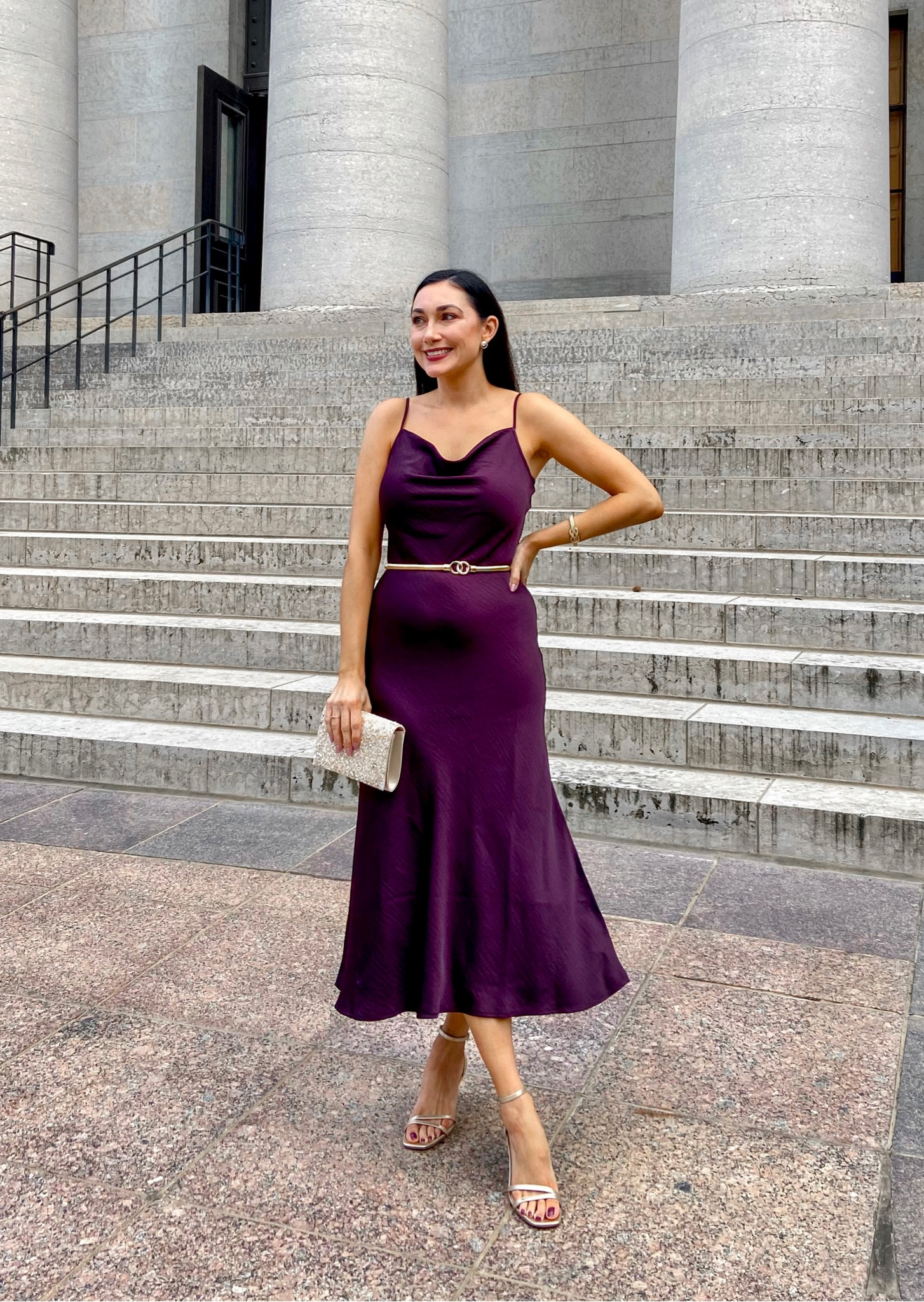 Wedding guest dress 50% off with code cyber 💜

Deep Bordeaux satin cowl midi dress size small, TTS
Gold belt 
Gold ankle strap kitten heels size 7, TTS

Fall wedding guest 
Fall dress
Midi dress
Special occasion 
Cocktail dress
Slip dress 




#LTKwedding #LTKfindsunder100 #LTKsalealert