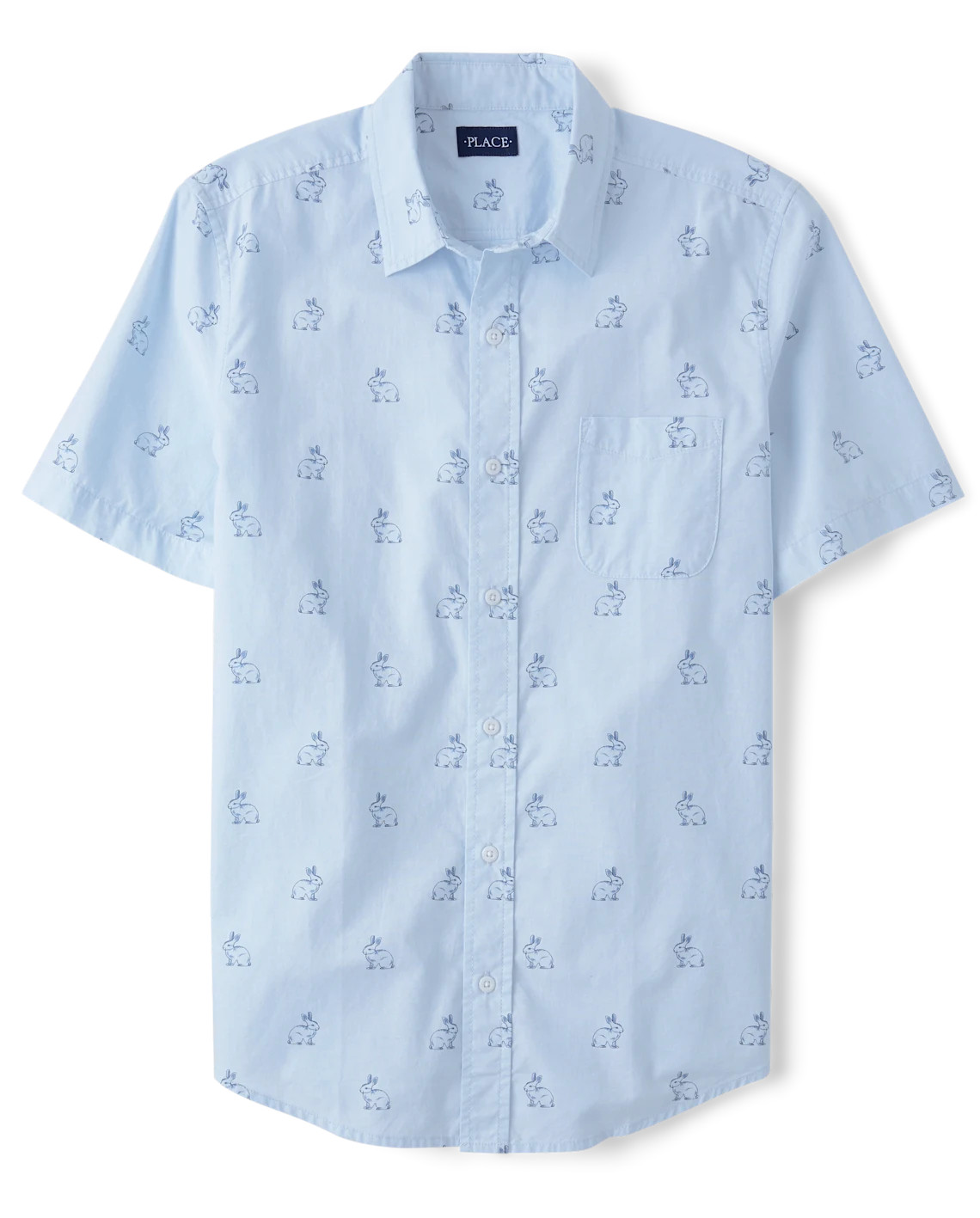 Mens Dad And Me Bunny Poplin Button Up Shirt - blue | The Children's Place