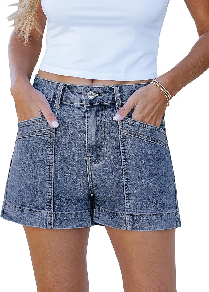 luvamia Jean Shorts for Women High Waisted Stretchy Denim Jorts Trendy Casual Distressed Cut Off ... | Amazon (US)