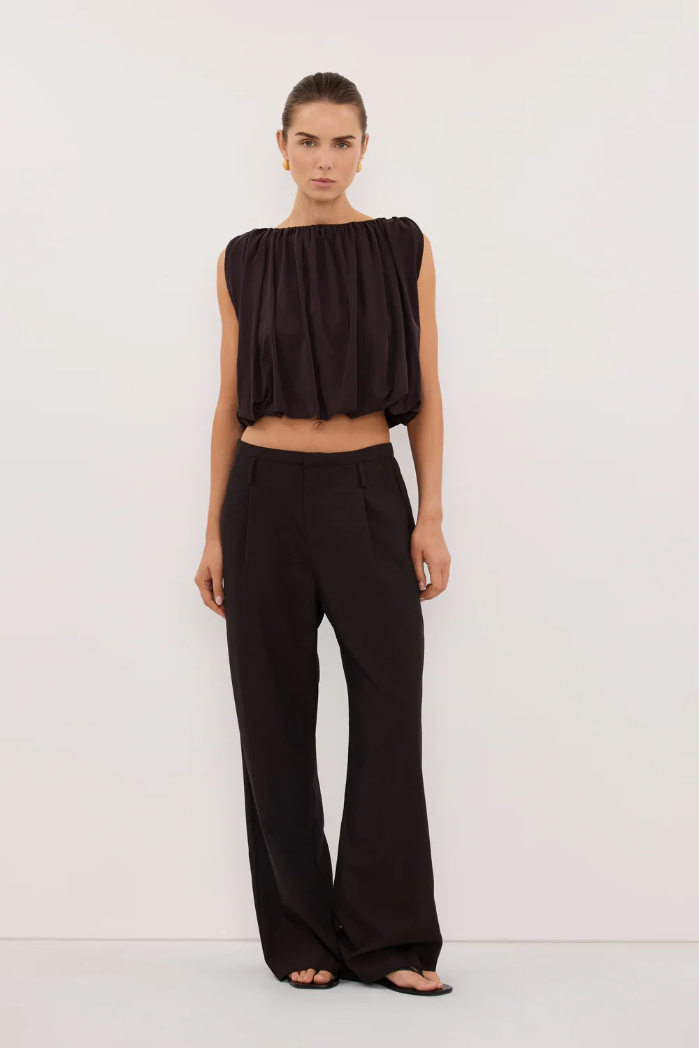 AVA BURNT CHOC SLEEVELESS MODAL BLEND TOP | DISSH