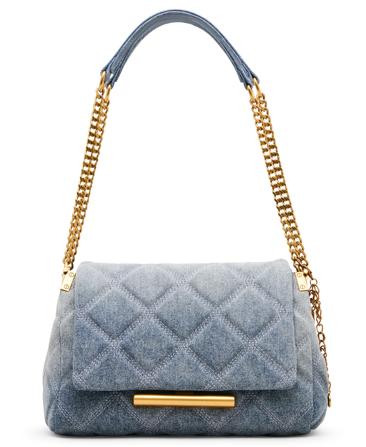 Steve Madden Colette Quilted Small Shoulder Handbag - Denim | Macy's