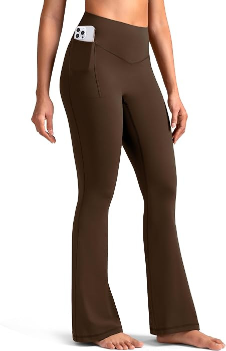 Colorfulkoala Dreamlux No Front Seam Flare Leggings with Pockets | Amazon (US)