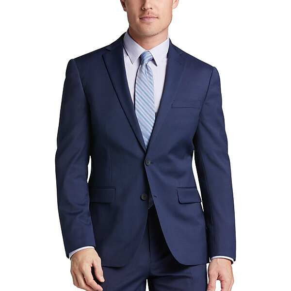 Awearness Kenneth Cole AWEAR-TECH Men's Slim Fit Suit Blue Tic - Size: 44 Long | The Men's Wearhouse