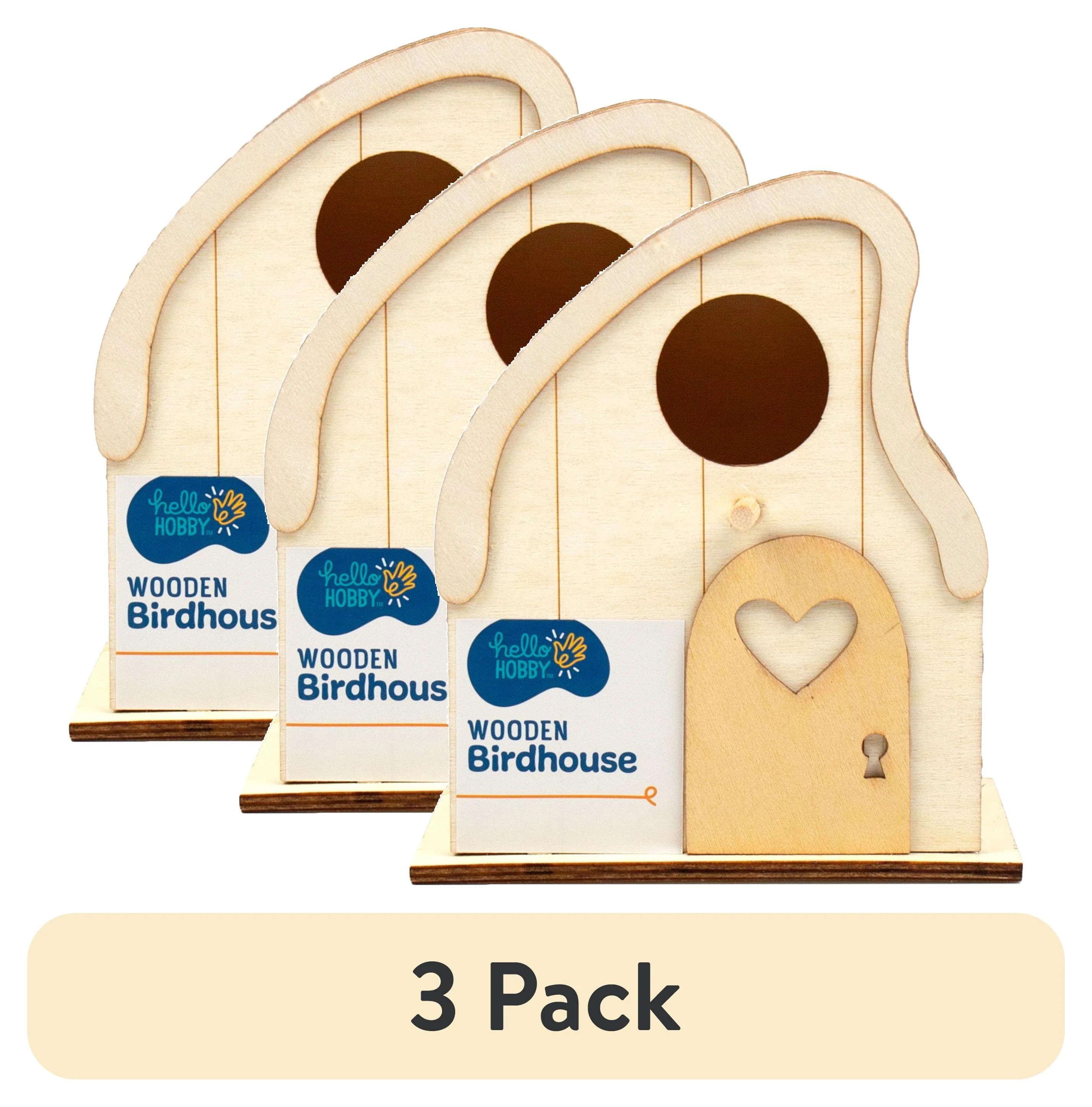 (3 pack) Hello Hobby Wooden Birdhouse | Walmart (US)