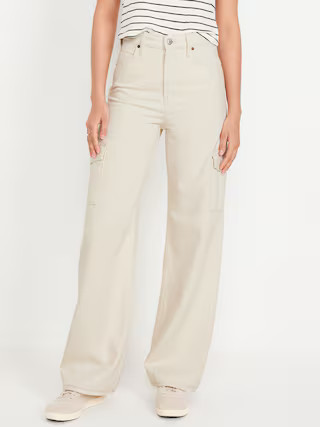 Extra High-Waisted Sky-Hi Wide-Leg Cargo Jeans | Old Navy (US)