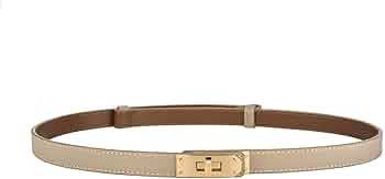 Womens Leather Belt Adjustable Belts For Women Skinny Belt Solid Alloy Lock Belt For Jeans Dresse... | Amazon (US)