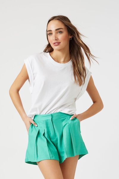 Linen-Blend Pleated Trouser Shorts | Forever 21 (US)