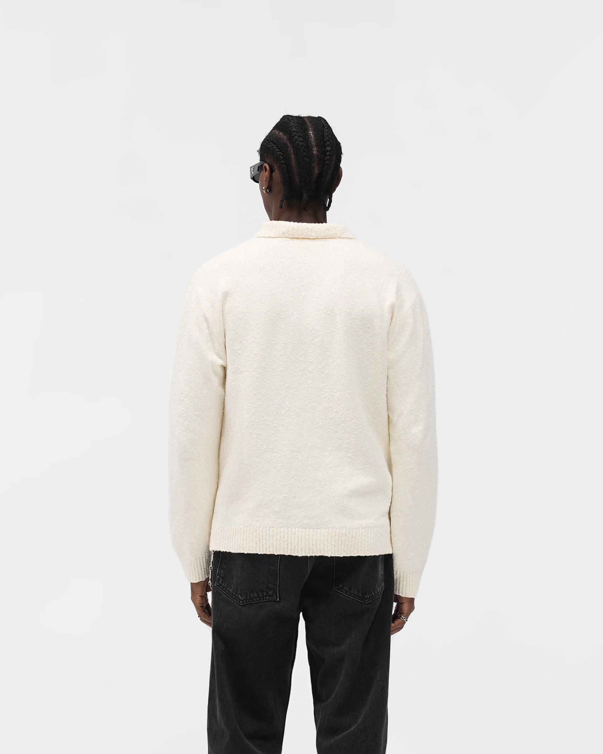 Knitted Polo - Aged White | Represent UK