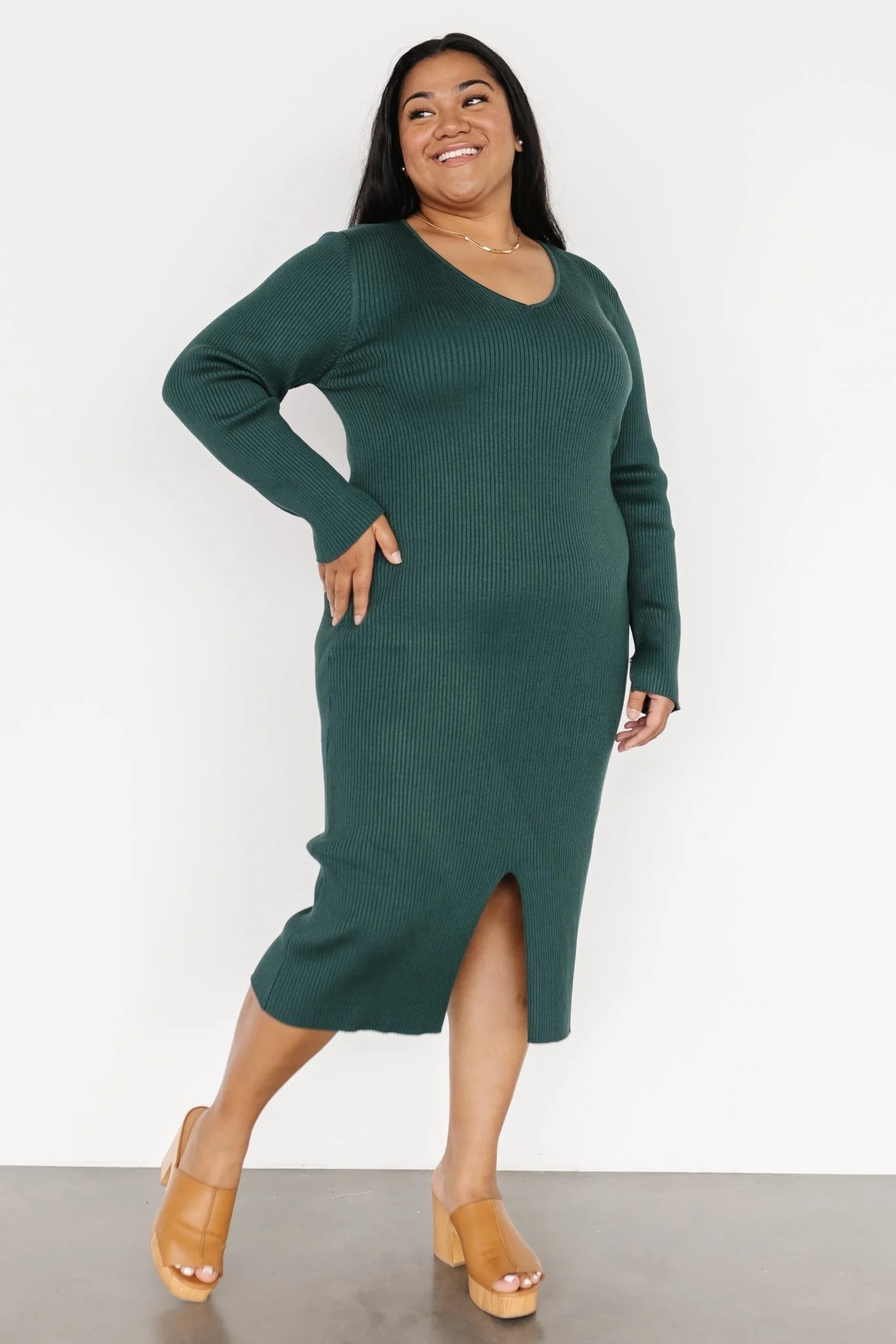 Fairmount Ribbed Midi Dress | Green | Baltic Born