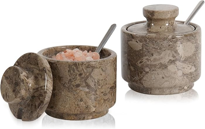 MARBLOUS KRAFTS Marble Salt Cellar 3 Inch Oceanic Flaky Salt Holder for Countertop, Perfect Set o... | Amazon (US)