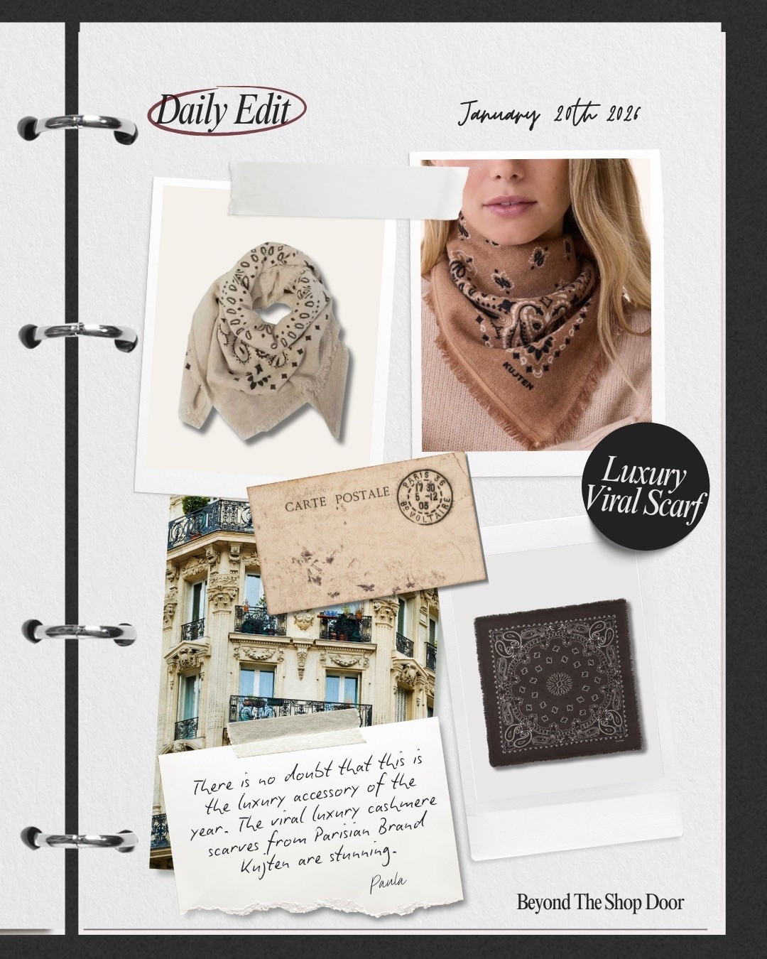 The Fashion Accessory of the Season

There’s no denying that scarves are having a major fashion moment, styled not only in the traditional way around the neck, but increasingly worn at the waist for a modern, fashion-forward twist.

The viral luxury piece scarf everyone’s is loving is the Parisian brand Kujten and its iconic cashmere paisley bandana scarf. Available in three sizes and a large range of colours, and while it’s sold out at most stockists that I could link here, it can still be found at kujten.com.

Yes, it’s an investment for a scarf, but very much an if you know, you know piece, guaranteed to elevate even the simplest of outfits.
I’ve also included a couple of thoughtfully chosen alternatives below.

#LTKOver40 #LTKootd