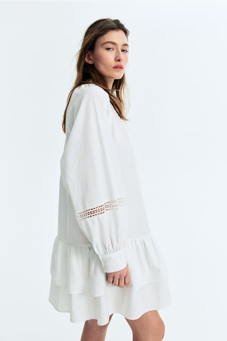 Lace-detail Tunic Dress - White - Ladies | H&M US | H&M (US + CA)