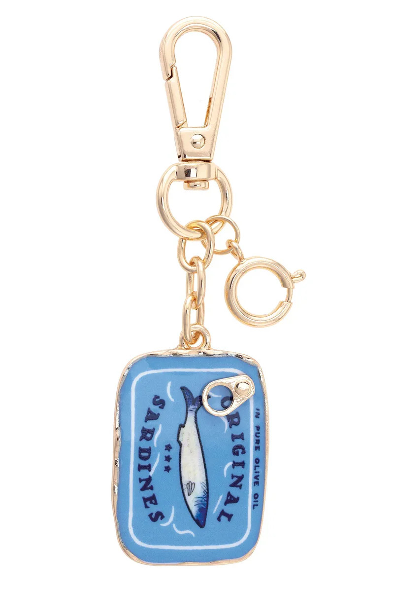 Sardine Tin Enamel Bag Charm in Blue | CANVAS