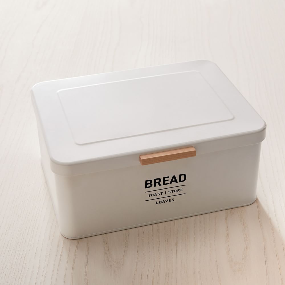 Utility Bread Box, Lidded, White/Black, Each | West Elm (US)