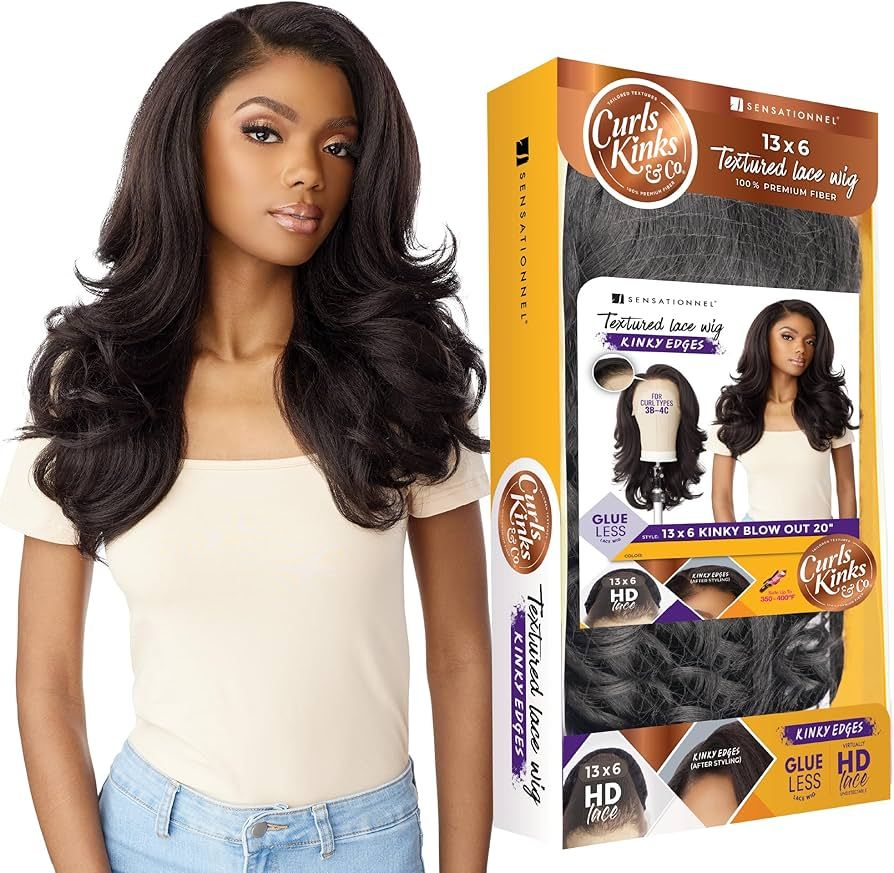 Sensationnel Kinky Edge 13x6 Lace Wigs - Kinky Edge Blow out 20-inch glueless synthetic wig - CKC... | Amazon (US)