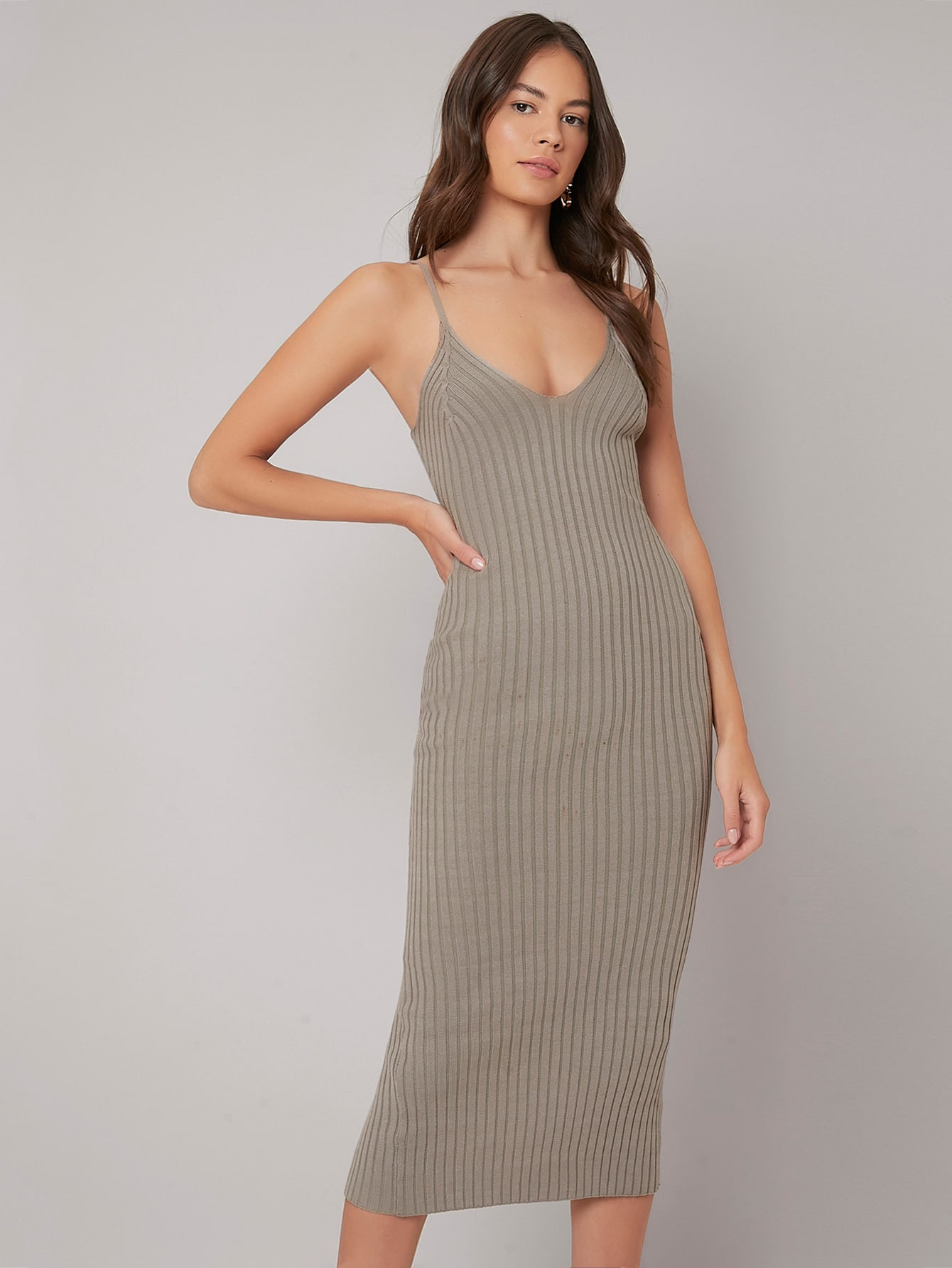 SHEIN BIZwear Split Hem Cami Sweater Dress Workwear | SHEIN