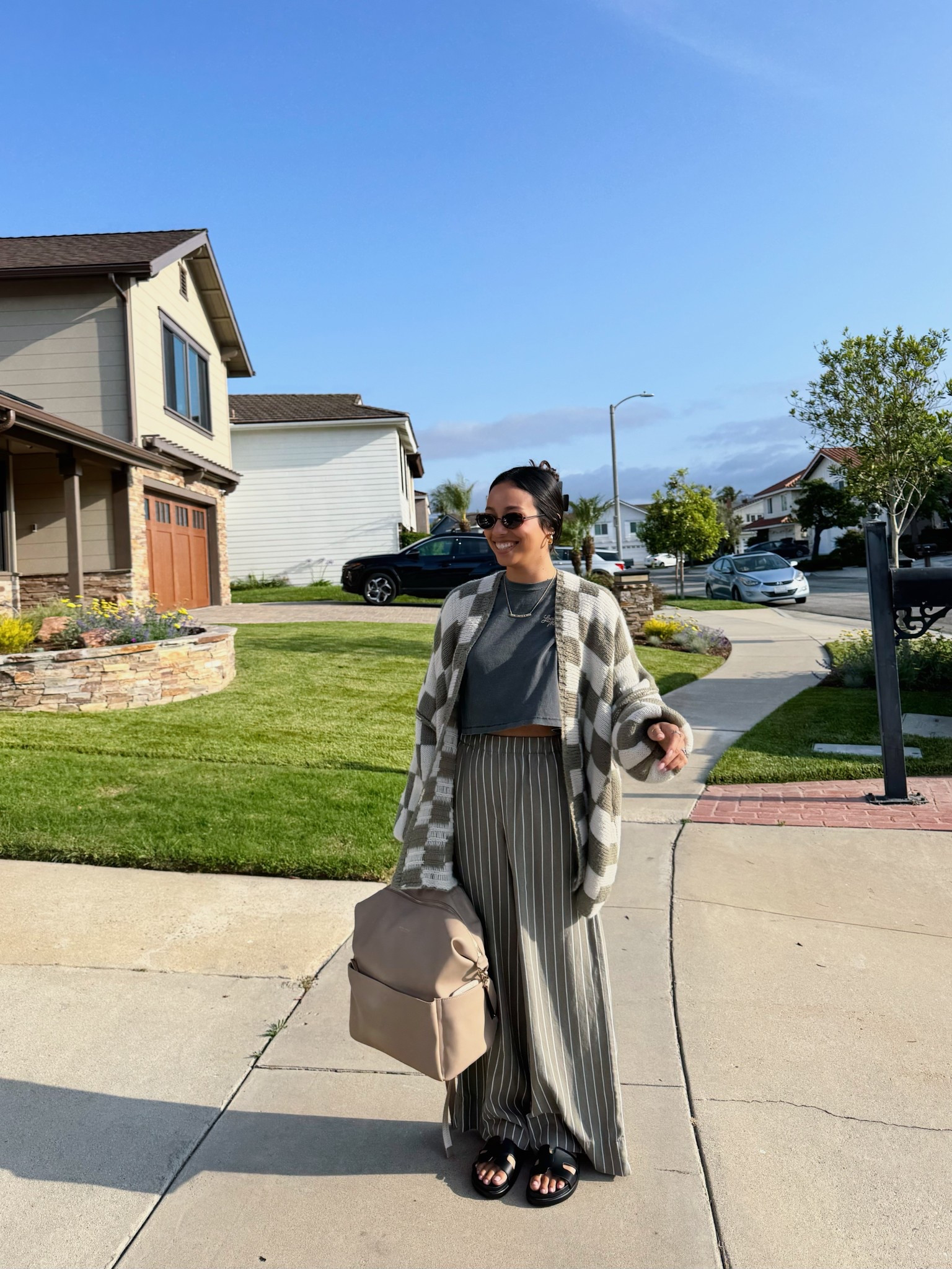 neutral but fun — mixing & matching patterns adds fun spin to an outfit! wearing XS in the pants, they are super comfy & not too long for us petite ladies! | sunnies are BOGO free when you sign up for emails 🕶️ 

#LTKSummerEdit #LTKStyleTip #LTKFindsUnder50