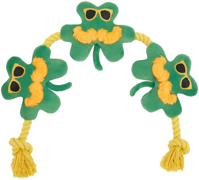 Frisco St. Patrick's Shamrock Plush with Rope Squeaky Dog Toy | Chewy.com