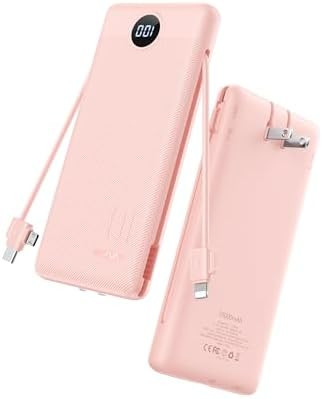 VRURC Portable Charger Power Bank with Wall Plug, 10000mAh Portable Charger with Built in Cables,... | Amazon (US)