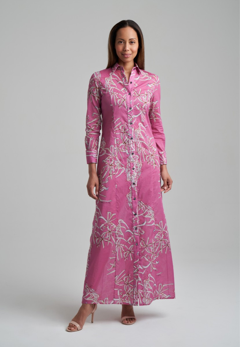 Kathe Cotton Dress in Watermelon Spider Lily | Ala von Auersperg